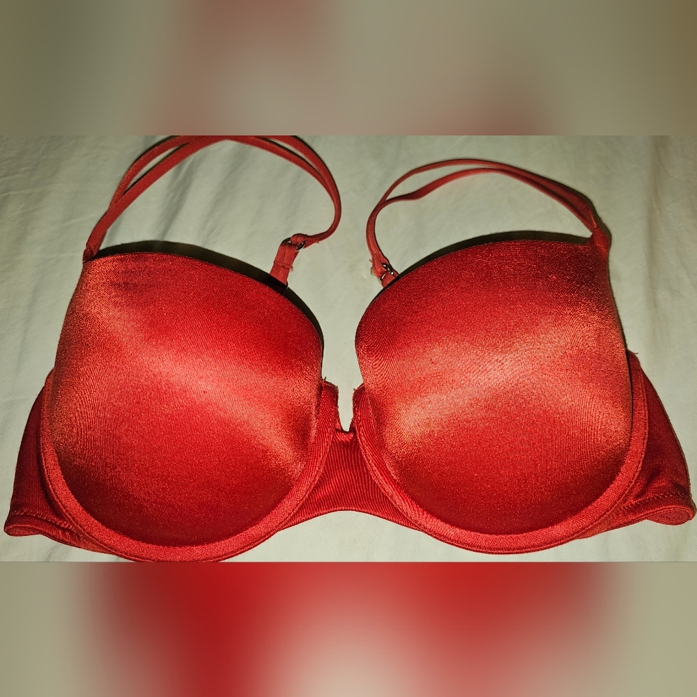Victoria’s Secret Satin Red Balconet Bra 34C Racerback